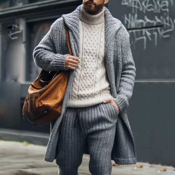 Men's Casual Knitted Cardigan Coat - Bustalent.com 