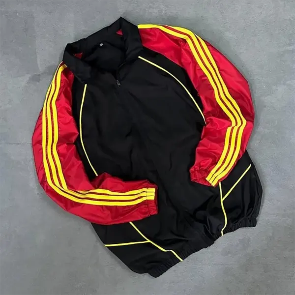 Oversize Unisex Parachute Jacket With Sleeve Stripes - Dozenlive.com 