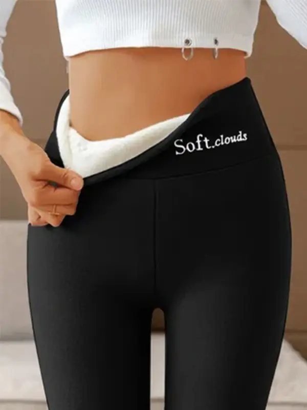 Basics Fleece Lined High Waist Skinny Leggings - Aptkoi.com 