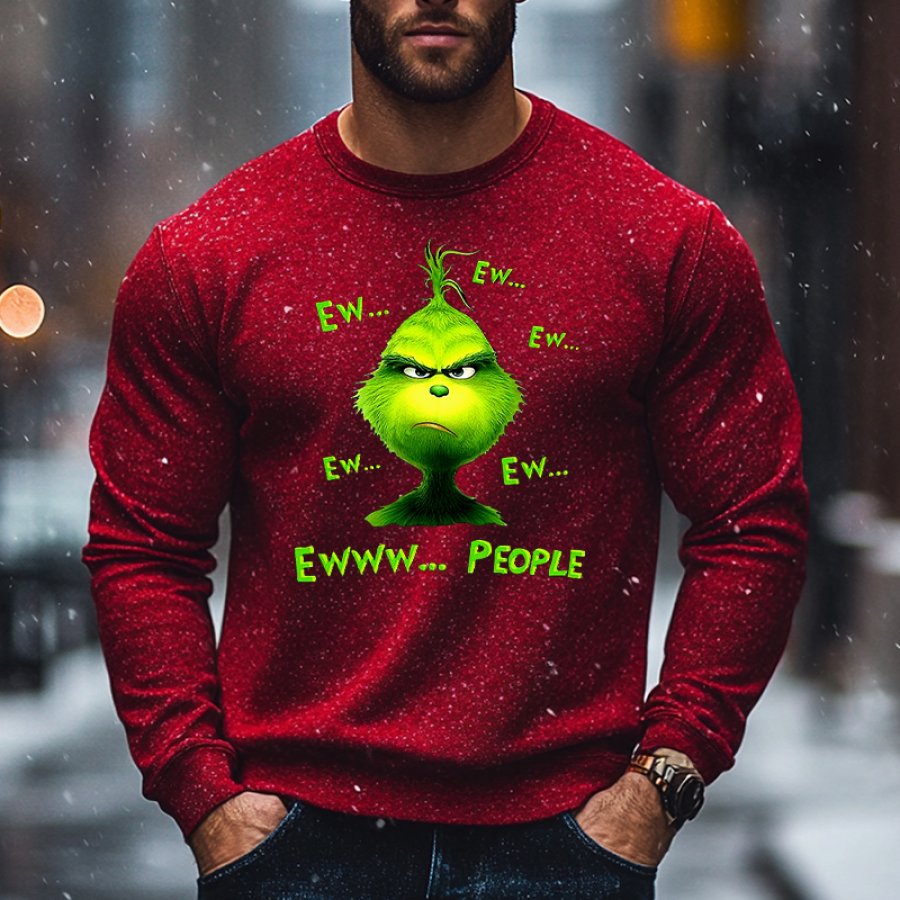 

Ew People The Grinch Christmas Print Crew Neck Sweatshirt For Men And Women