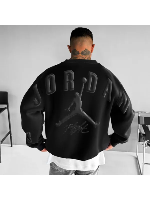 Unisex Oversized Jumpman Basketball Print Crew Neck Sweatshirt - Aptkoi.com 