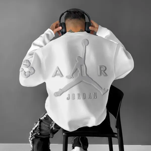 Unisex Oversized Jumpman Basketball Print Casual Crew Neck Sweatshirt - Zivinfo.com 