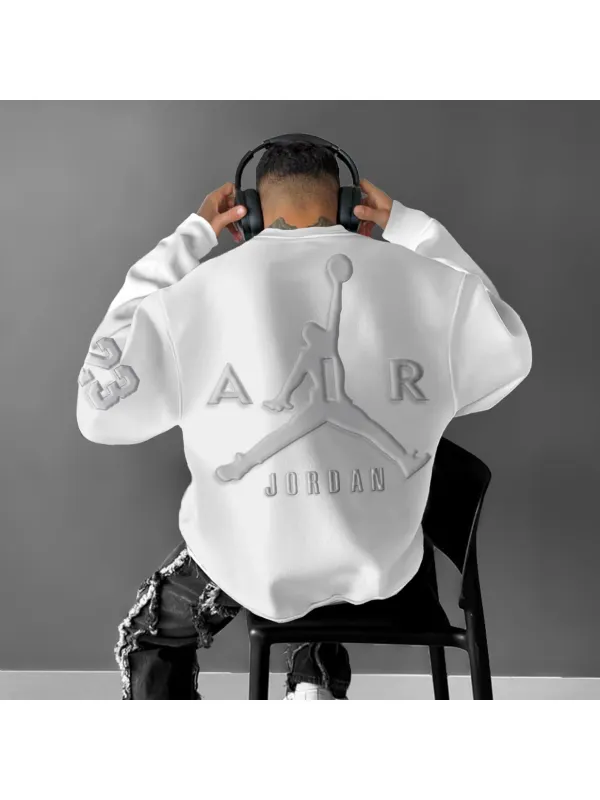 Unisex Oversized Jumpman Basketball Print Casual Crew Neck Sweatshirt - Frontiercool.com 
