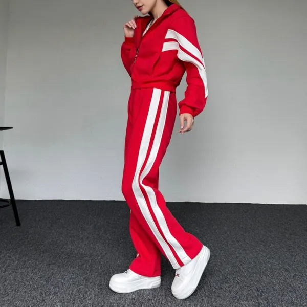 Oversized Unisex Casual Zip-Up Cardigan And Sweatpants Set - Ootdyouth.com 