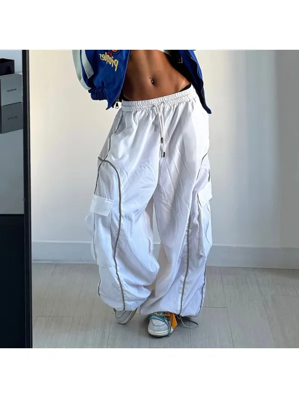 Women's Retro Detachable Casual Work Baggy Pants - Aptkoi.com 