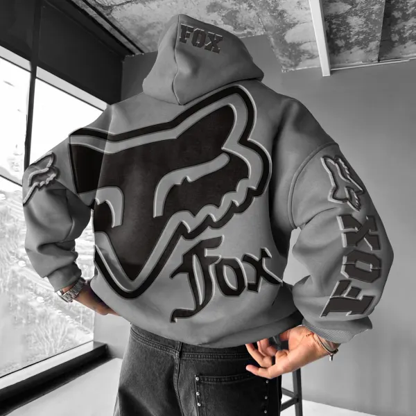 Men's Racing Lettered Oversized Hoodie - Cotosen.com 
