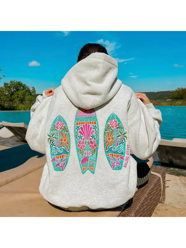 Women's Hooded Sweatshirt Sunset Surf - Multicolor - Ootdmw.com 