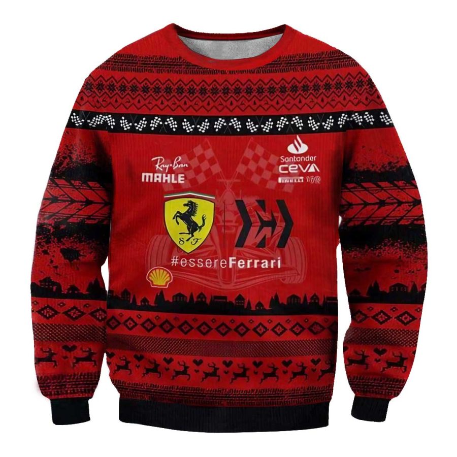 

Unisex Vintage Racing Car Print Crew Neck Ugly Christmas Sweatshirt