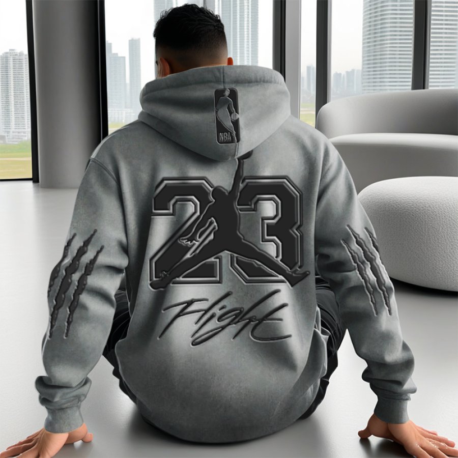 

Unisex Jumpman Foam Print Printed Casual Gray Hoodie