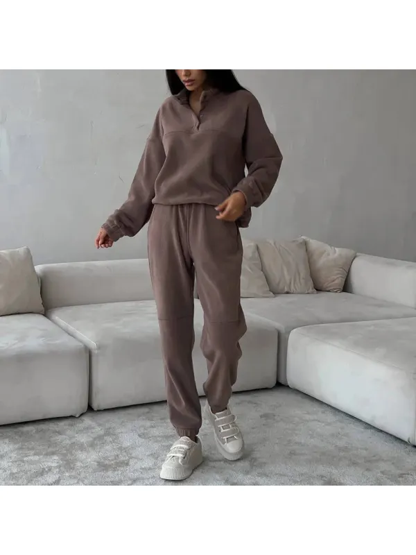 Women's Casual Sweatshirt And Sweatpants Set - Viewbena.com 