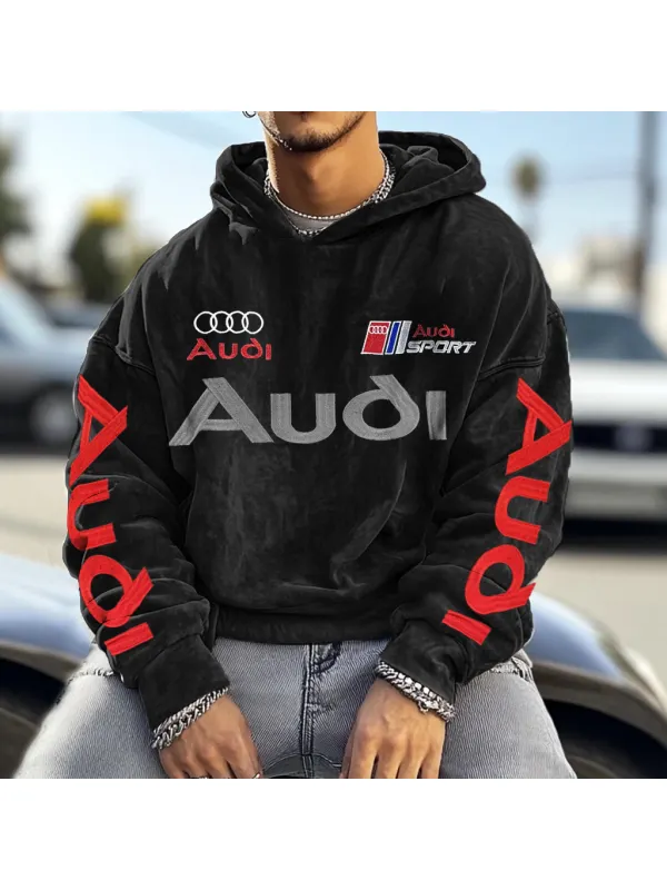Unisex Vintage Racing Team Print Casual Hoodie - Aptkoi.com 