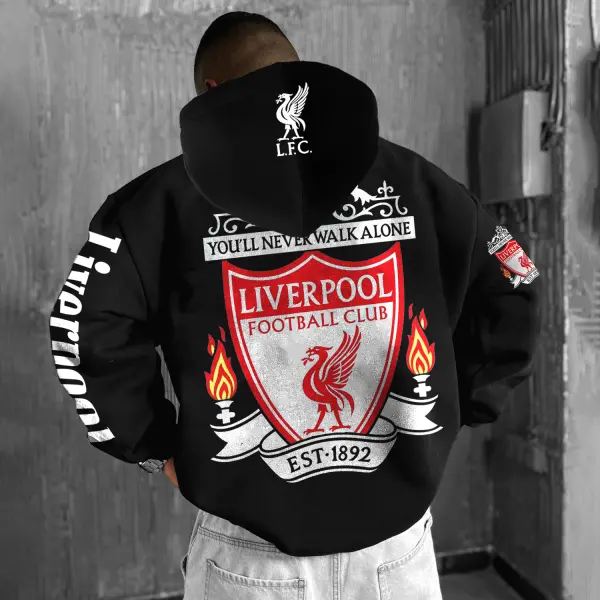 Unisex Casual Liverpool Football Club Print Hoodie - Elementnice.com 