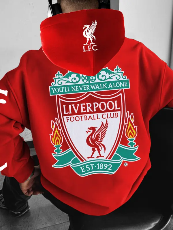 Men's Casual Liverpool Football Match Print Oversized Hoodie - Pragmaace.com 