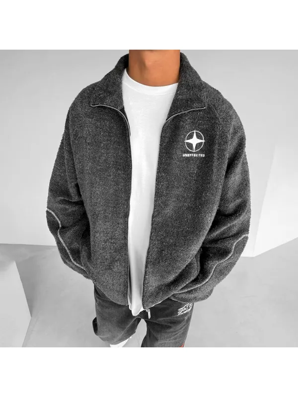 Men's Printed Casual Brushed Jacket - Anrider.com 