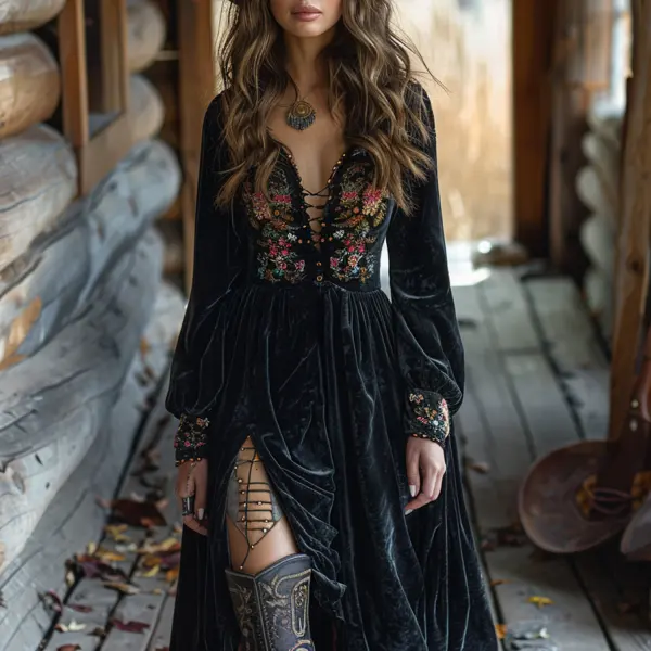 Fashionable Resort Velvet Maxi Skirt - Faciway.com 