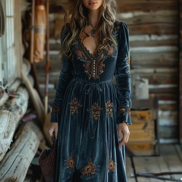 Casual Holiday Retro Velvet Long Skirt - Faciway.com 