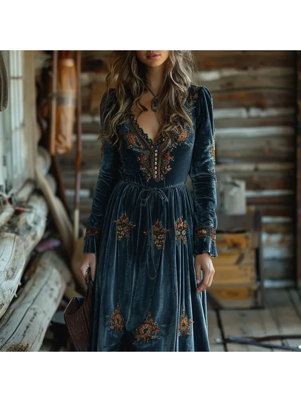 Casual Holiday Retro Velvet Long Skirt - Cominbuy.com 