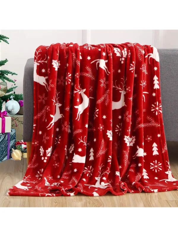 Christmas Reindeer Flannel Blanket Holiday Gift - Aptkoi.com 