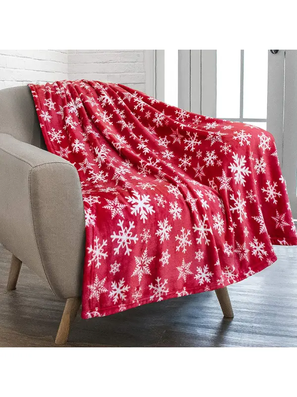 Christmas Print Flannel Coral Fleece Blanket Holiday Gift - Aptkoi.com 