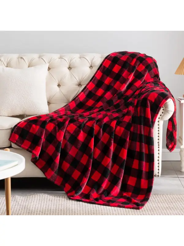 Christmas Flannel Classic Red And Black Plaid Blanket Day Gift - Aptkoi.com 