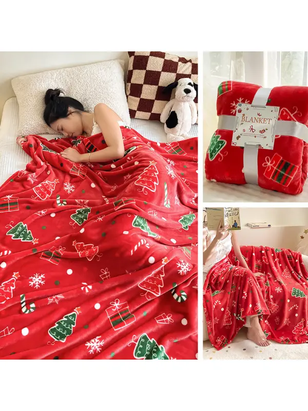 Christmas Flannel Coral Fleece Rest Blanket Holiday Gift - Aptkoi.com 
