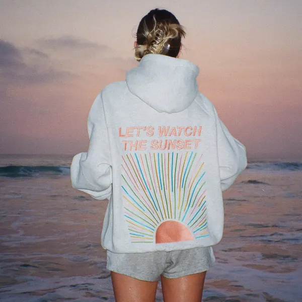 Women's Oversized Sun Embroidered Hoodie - Wayrates.com 