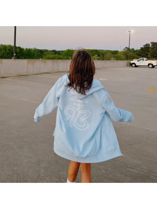 CHANGE IS GOOD ZIP UP HOODIE - Ootdmw.com 