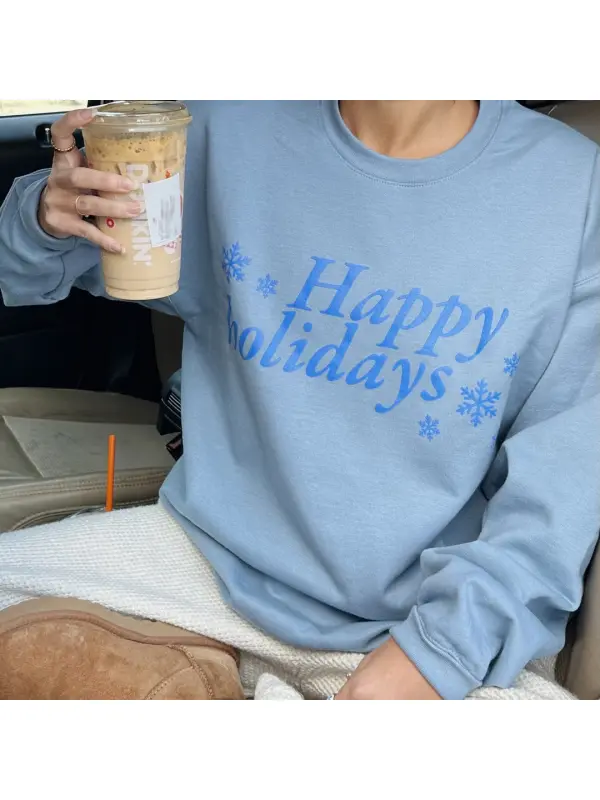 HAPPY HOLIDAYS CREW Sweatshirts - Ootdmw.com 