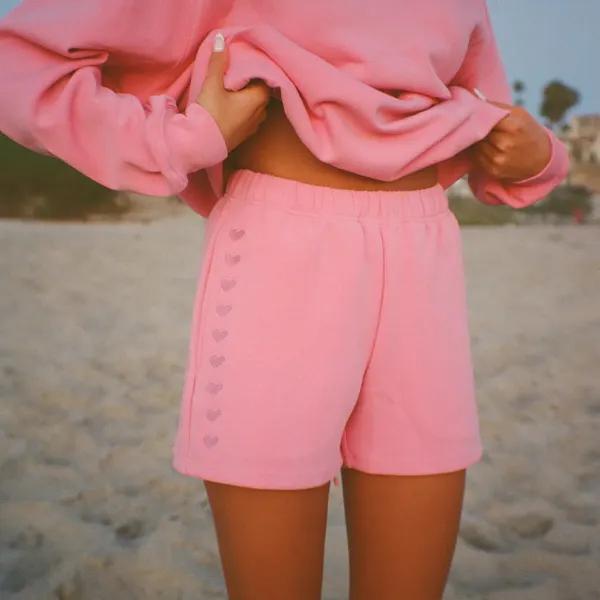 Women's Heart Embroidery Shorts - Ootdyouth.com 