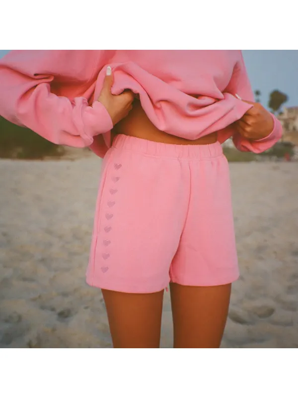 Women's Heart Embroidery Shorts - Localziv.com 