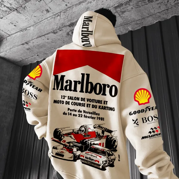 Stylish Racing Print Oversized Hoodie - Cotosen.com 