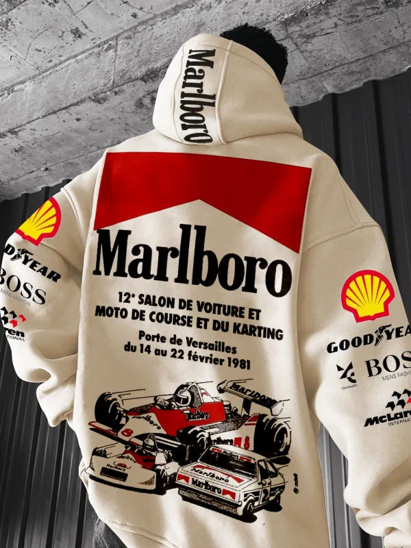 Stylish Racing Print Oversized Hoodie - Pragmaace.com 