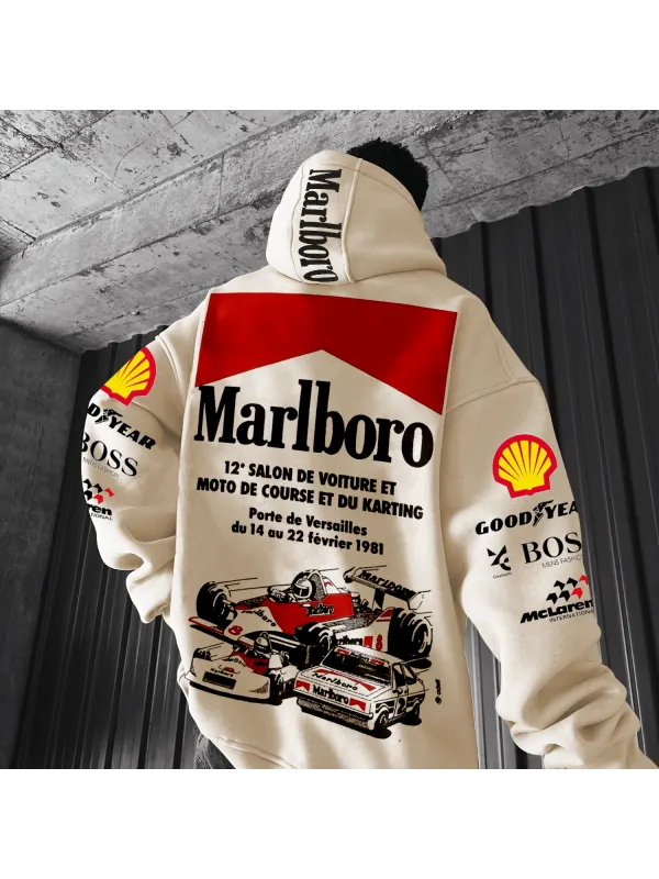Stylish Racing Print Oversized Hoodie - Aptkoi.com 