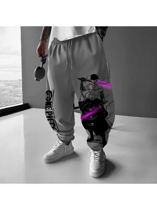 Unisex Straw Hat Pirate Anime Print Casual Oversized Harem Pants - Aptkoi.com 