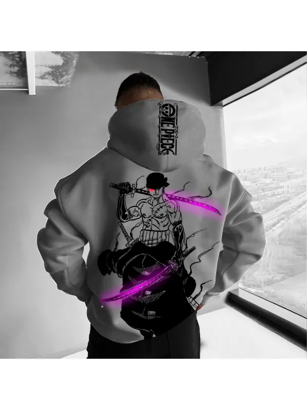 Unisex Straw Hat Pirate Anime Print Casual Oversized Hoodie - Aptkoi.com 