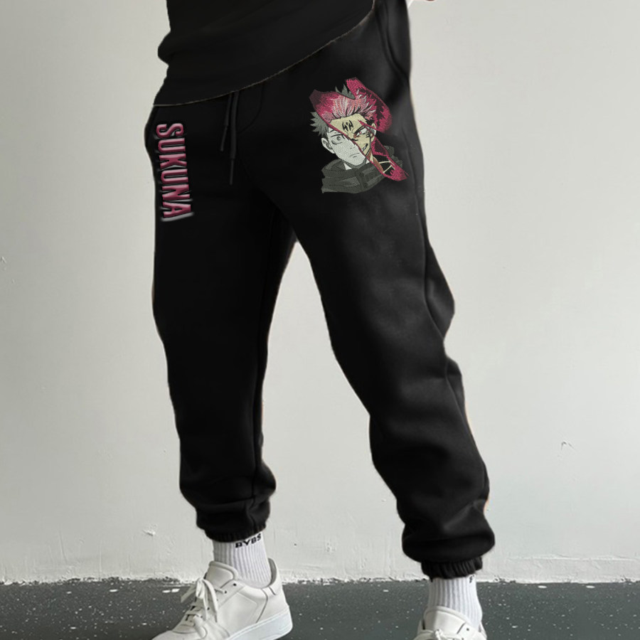 

Unisex Anime Spell Print Embroidery Sweatpants Casual Pants