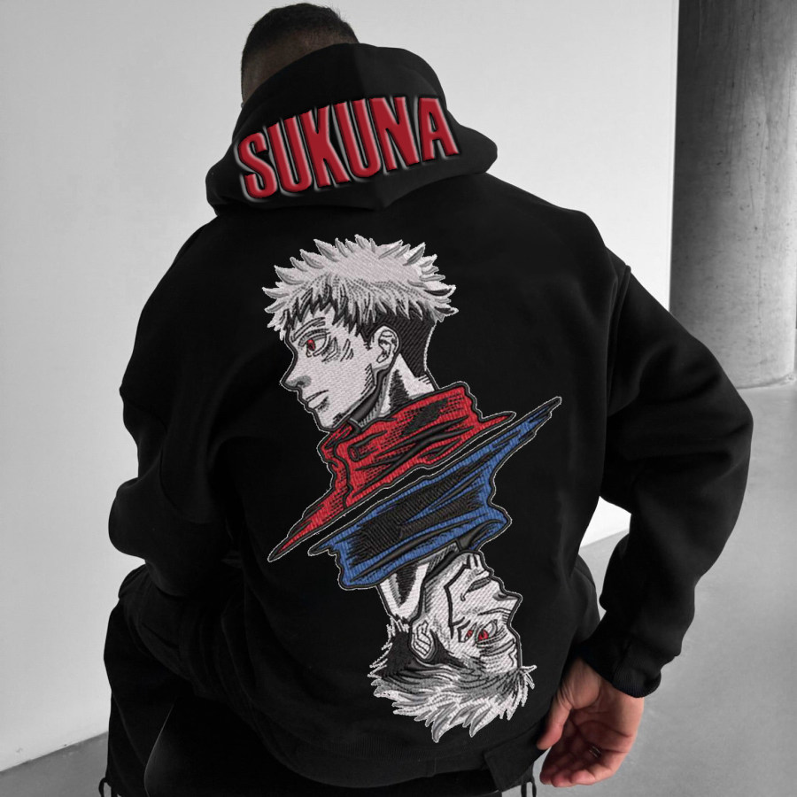 

Unisex Anime Spell Print Embroidery Casual Oversized Hoodie