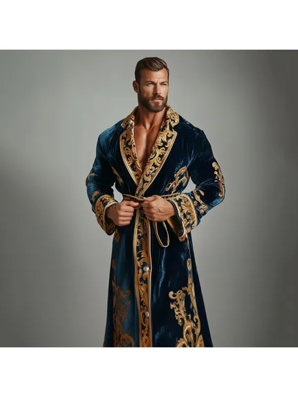 Men's Flannel Baroque Court Style Robe Pajamas - Localziv.com 