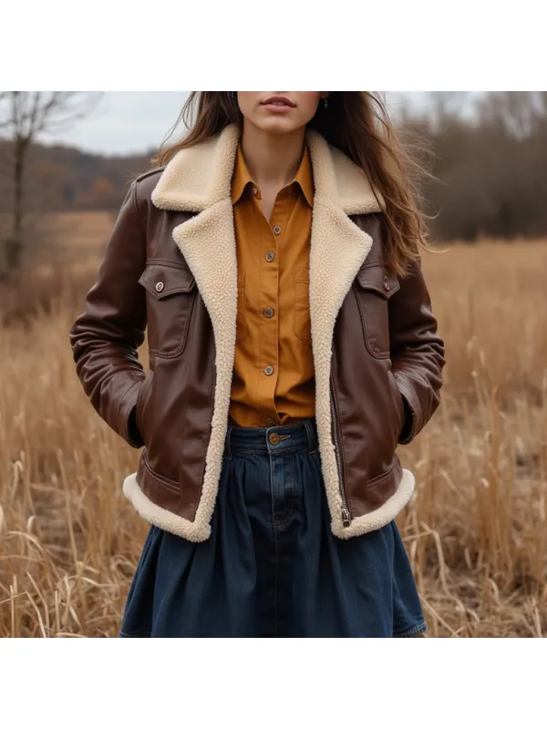 Women's Casual Wool Vintage Jacket Coat - Ootdmw.com 