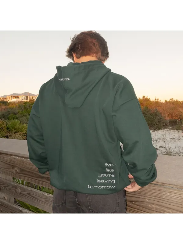 Unisex Oversized Letter Embroidered Loose Hoodie - Aptkoi.com 