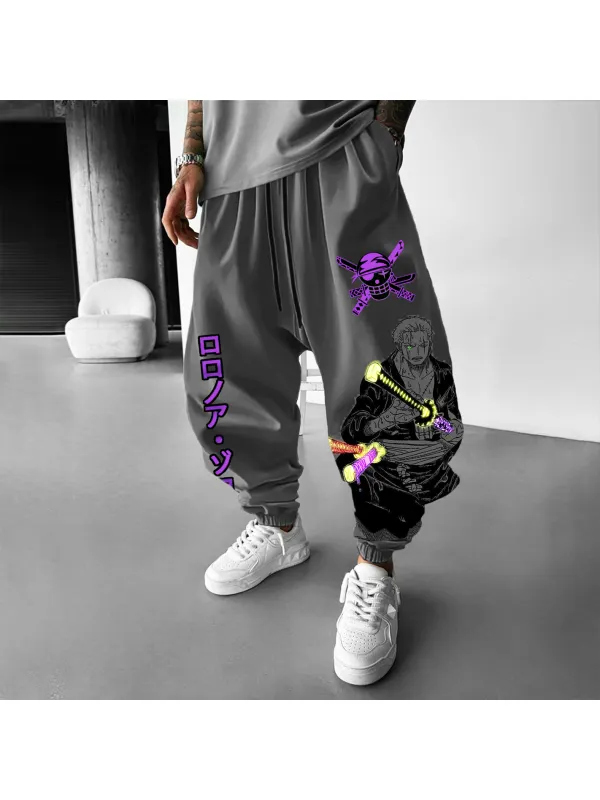 Unisex Cartoon Straw Hat Pirate Print Loose Harem Pants - Shopyiyistories.com 