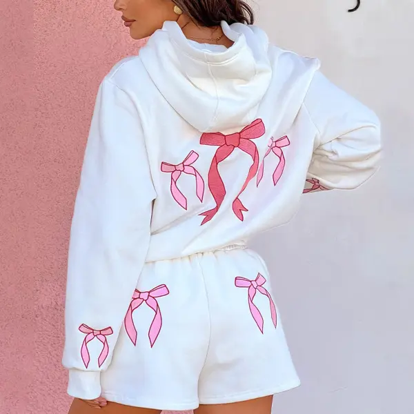 Women's Vintage Embroidered Bow Casual Daily Wear Loose Hoodie - Wayrates.com 
