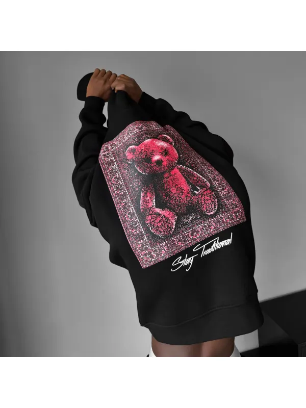 Unisex Bear Relaxed Oversized Hoodie - Aptkoi.com 