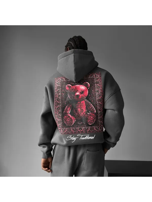 Unisex Bear Casual Print Oversized Hoodie - Aptkoi.com 