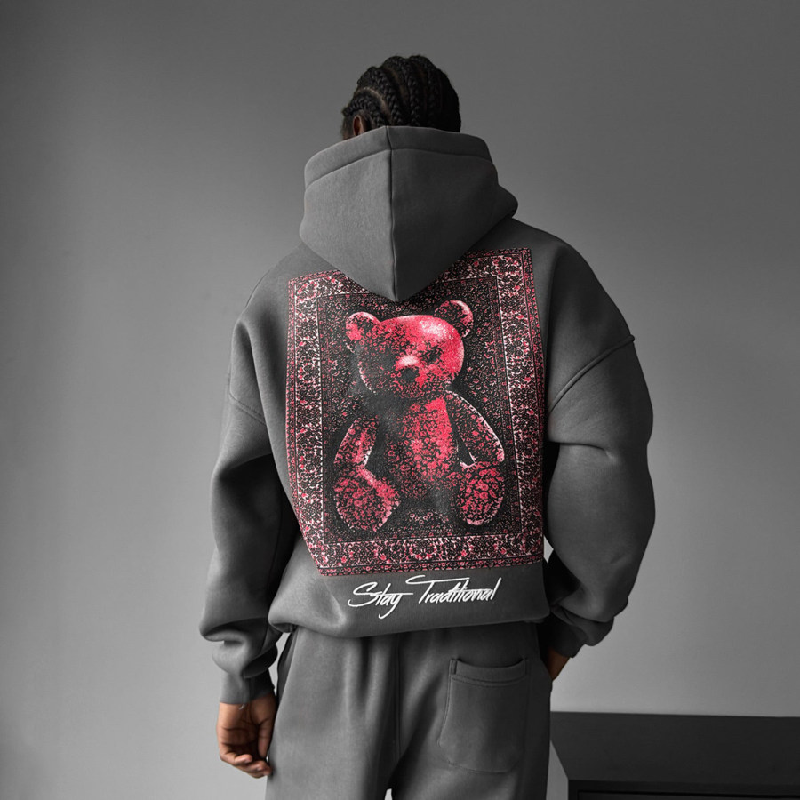 

Unisex Bear Casual Print Oversized Hoodie