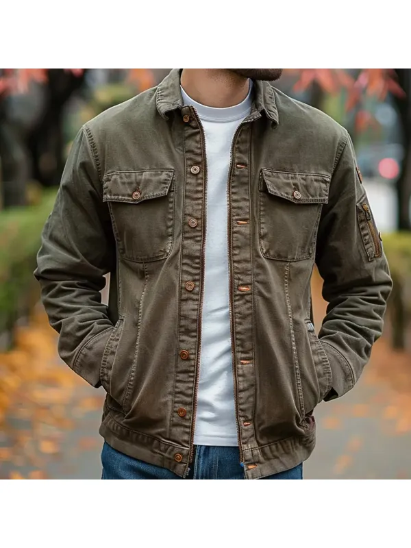 Men's Vintage Pocket Casual Jacket - Aptkoi.com 