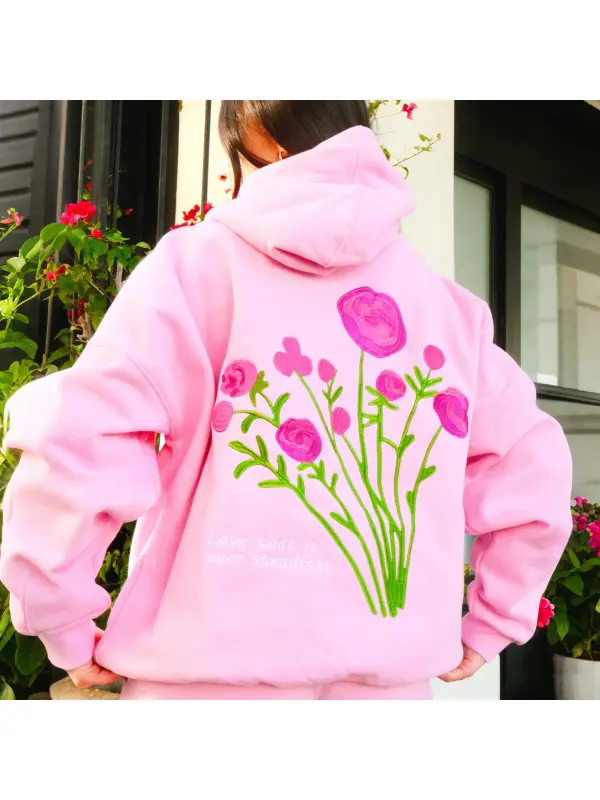 Round Neck Embroider Hoodie - Localziv.com 