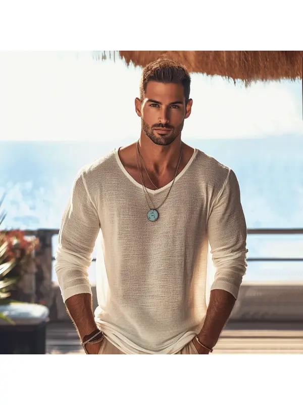 Men's Basic Plain Breathable Long Sleeve T-shirt - Anrider.com 