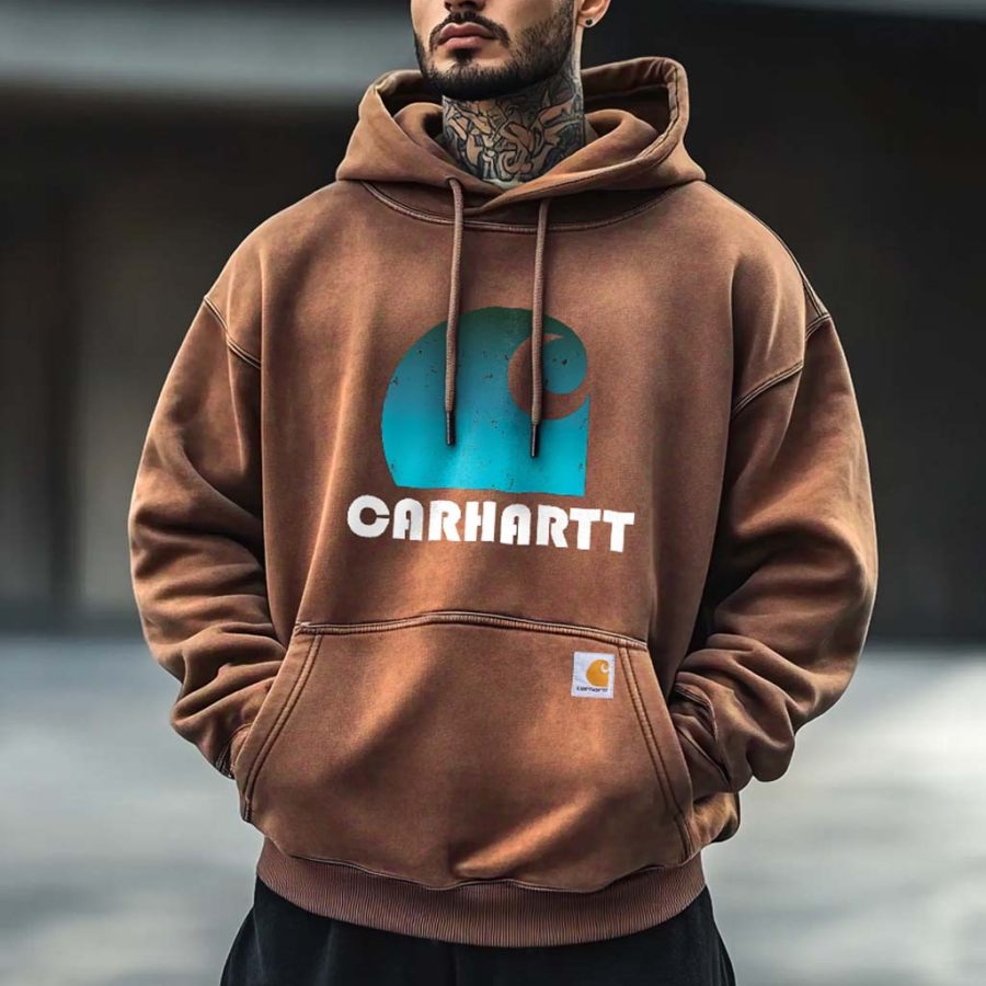 

Men's Carhartt Vintage Gradient Graphic Print Pocket Long Sleeve Casual Hoodie