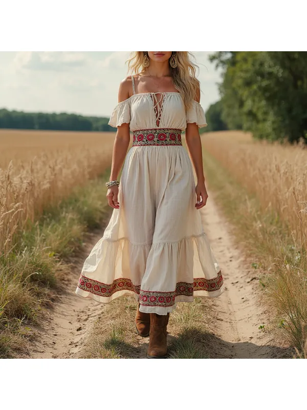 Women's Ethnic Retro Embroidered Long-sleeved Dress - Shopyiyistories.com 